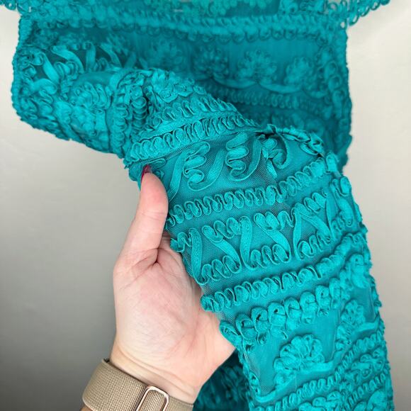 NWT Anthropologie Yoana Baraschi New Light Embroidered Teal Turquoise Dress 14 - Picture 7 of 16